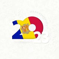 New Year 2023 for Andorra on snowflake background. vector