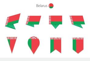 Belarus national flag collection, eight versions of Belarus vector flags.