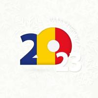 New Year 2023 for Romania on snowflake background. vector