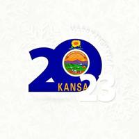 año nuevo 2023 para kansas sobre fondo de copos de nieve. vector