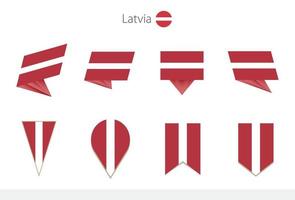 Latvia national flag collection, eight versions of Latvia vector flags.