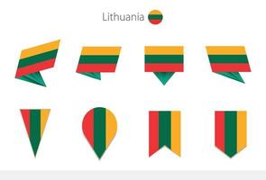 colección de banderas nacionales de lituania, ocho versiones de banderas vectoriales de lituania. vector