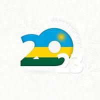 New Year 2023 for Rwanda on snowflake background. vector