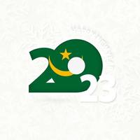 New Year 2023 for Mauritania on snowflake background. vector