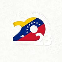 año nuevo 2023 para venezuela sobre fondo de copos de nieve. vector