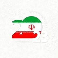 año nuevo 2023 para irán sobre fondo de copos de nieve. vector