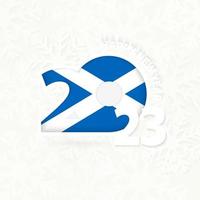 año nuevo 2023 para escocia sobre fondo de copos de nieve. vector