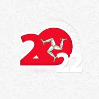 New Year 2023 for Isle of Man on snowflake background. vector