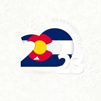 año nuevo 2023 para colorado sobre fondo de copos de nieve. vector