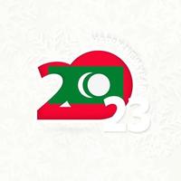 New Year 2023 for Maldives on snowflake background. vector