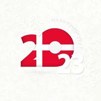 New Year 2023 for Denmark on snowflake background. vector