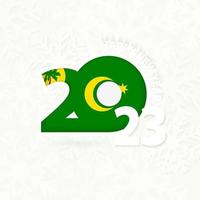 New Year 2023 for Cocos Islands on snowflake background. vector