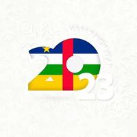 New Year 2023 for Central African Republic on snowflake background. vector