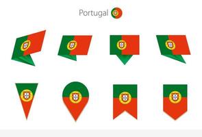 colección de banderas nacionales de portugal, ocho versiones de banderas vectoriales de portugal. vector