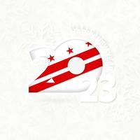 New Year 2023 for District of Columbia on snowflake background. vector