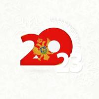 New Year 2023 for Montenegro on snowflake background. vector