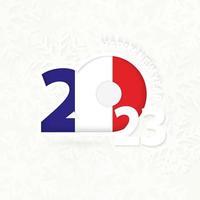 New Year 2023 for France on snowflake background. vector