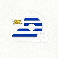 New Year 2023 for Uruguay on snowflake background. vector