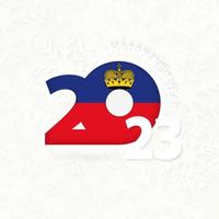 año nuevo 2023 para liechtenstein sobre fondo de copos de nieve. vector