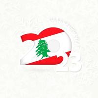 año nuevo 2023 para líbano sobre fondo de copos de nieve. vector