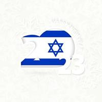 año nuevo 2023 para israel sobre fondo de copos de nieve. vector