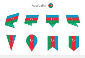 Azerbaijan national flag collection, eight versions of Azerbaijan vector flags.