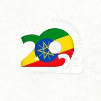 New Year 2023 for Ethiopia on snowflake background. vector