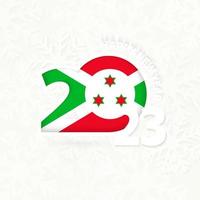 New Year 2023 for Burundi on snowflake background. vector