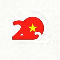 año nuevo 2023 para vietnam sobre fondo de copos de nieve. vector