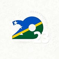 New Year 2023 for Solomon Islands on snowflake background. vector