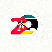 New Year 2023 for Mozambique on snowflake background. vector
