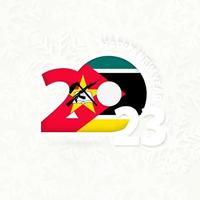 New Year 2023 for Mozambique on snowflake background. vector