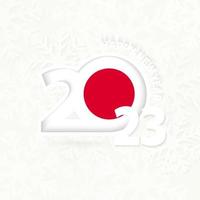 año nuevo 2023 para japón sobre fondo de copos de nieve. vector