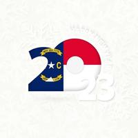 New Year 2023 for North Carolina on snowflake background. vector