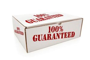 White Box with 100 percent Guaranteed on Sides Isolated photo