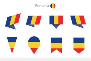 Romania national flag collection, eight versions of Romania vector flags.