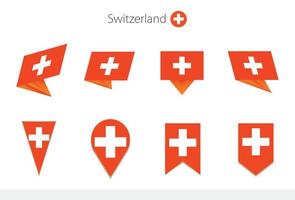 Switzerland national flag collection, eight versions of Switzerland vector flags.