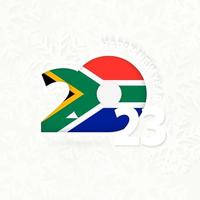 New Year 2023 for South Africa on snowflake background. vector