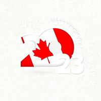 New Year 2023 for Canada on snowflake background. vector