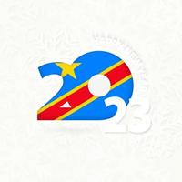 New Year 2023 for DR Congo on snowflake background. vector