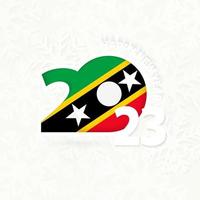 New Year 2023 for Saint Kitts and Nevis on snowflake background. vector