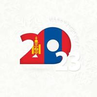 New Year 2023 for Mongolia on snowflake background. vector