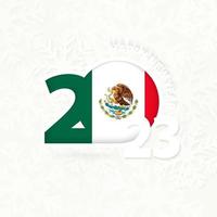 año nuevo 2023 para méxico sobre fondo de copos de nieve. vector