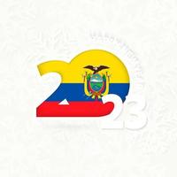 año nuevo 2023 para ecuador sobre fondo de copos de nieve. vector