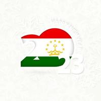 New Year 2023 for Tajikistan on snowflake background. vector