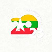 año nuevo 2023 para myanmar sobre fondo de copos de nieve. vector