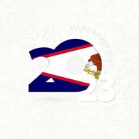 año nuevo 2023 para samoa americana sobre fondo de copos de nieve. vector