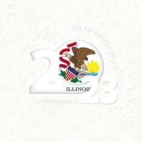 New Year 2023 for Illinois on snowflake background. vector