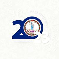 New Year 2023 for Virginia on snowflake background. vector