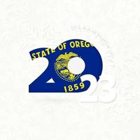 New Year 2023 for Oregon on snowflake background. vector